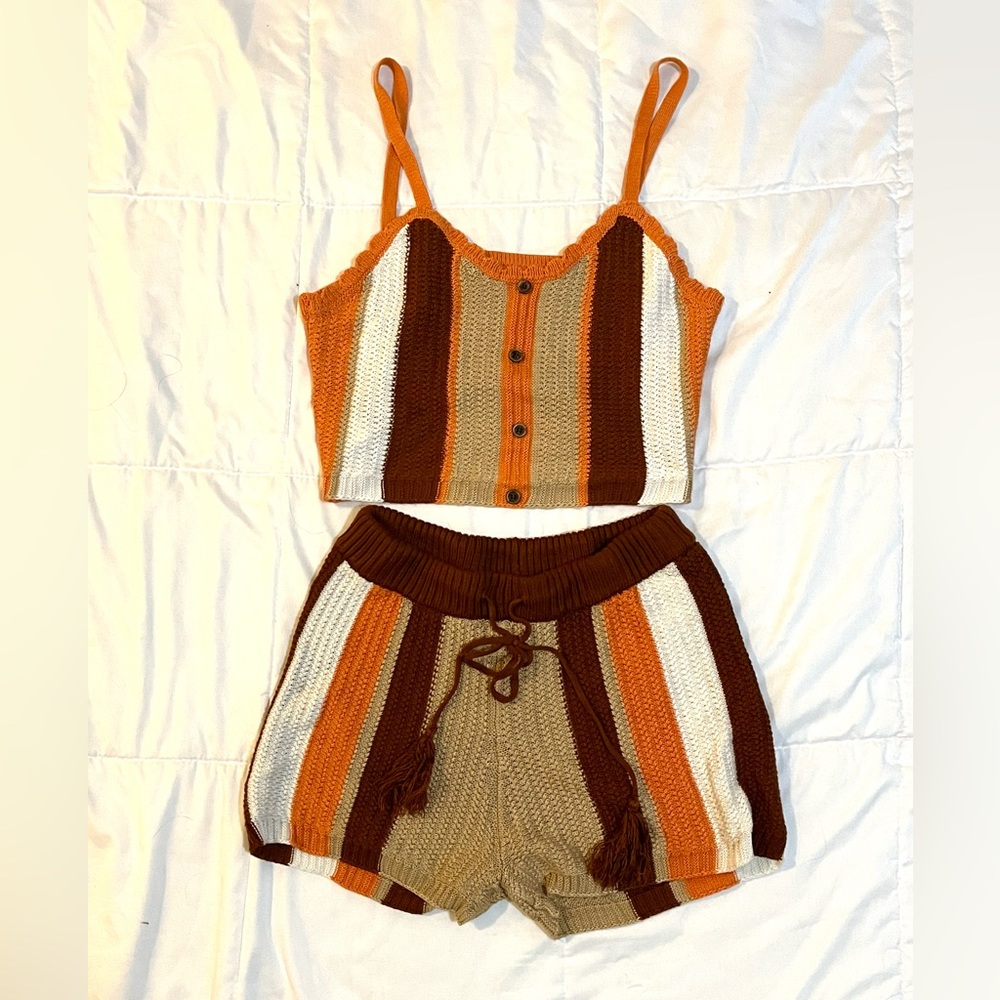 F21 Two-Piece Retro 70’s Crocheted Sleepwear